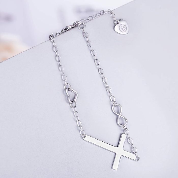 Срібний браслет з хрестиком, 925 проба