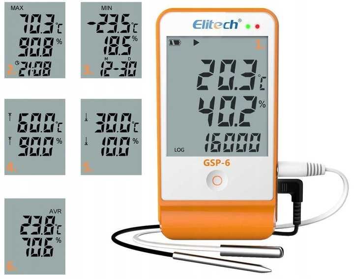 Rejestrator temperatury i wilgotności ElitechGSP-6
