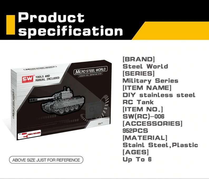 sw(rc)-006 radio controlo tank, blocos de montagem em metal