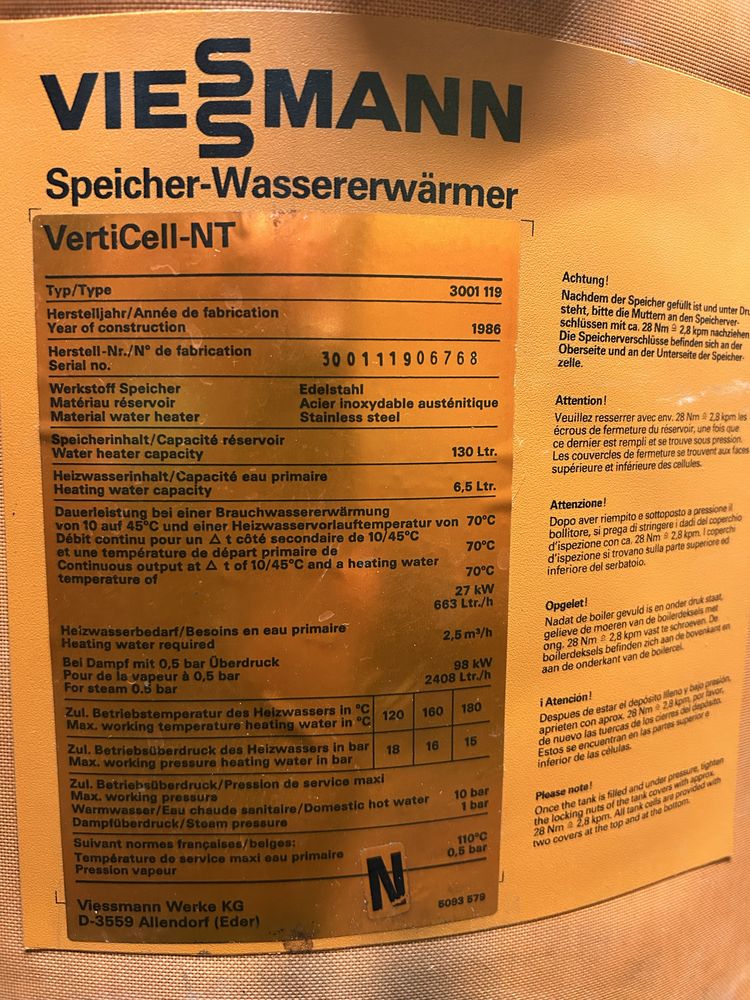 Zbiornik boiler 130 L nierdzewka