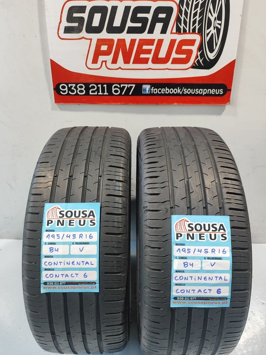 2 pneus semi novos 195-45R16 Continental - Oferta dos Portes
