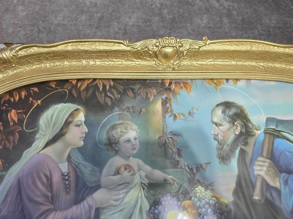 Obraz religijny Świętej Rodziny z lat 50 XX wieku,