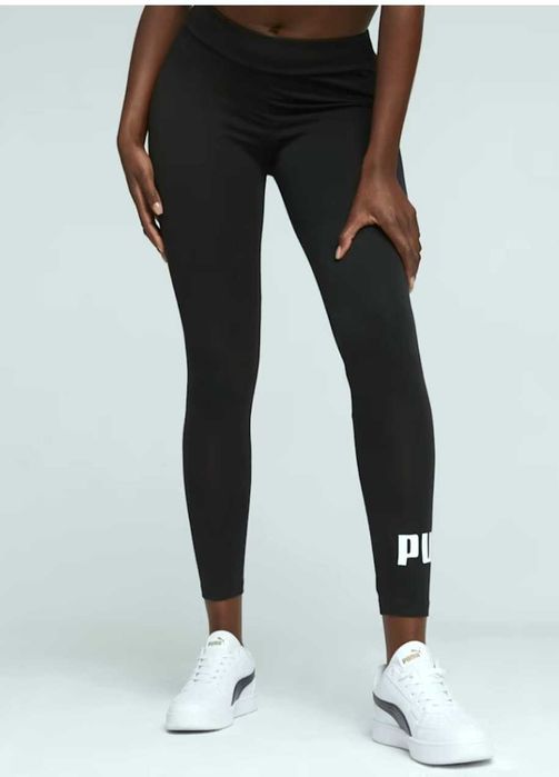 Лосины леггинсы Puma p.S чёрные с логотипом Пума внизу.