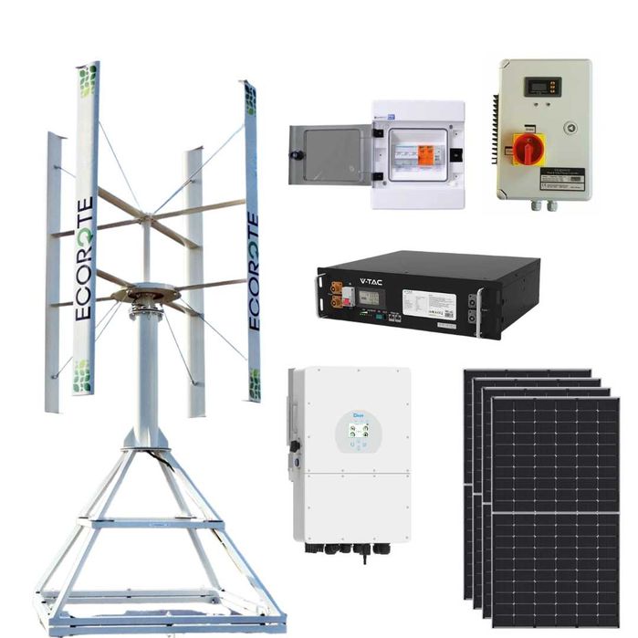 2xTurbina wiatrowa 1000W + Fotowoltaika 2,64 kWp + Magazyn 5,12 kWh