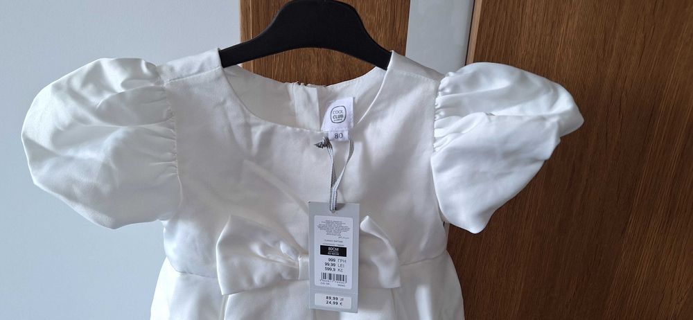 Sukienka niemowlęca biała chrzest wesele rozm 80