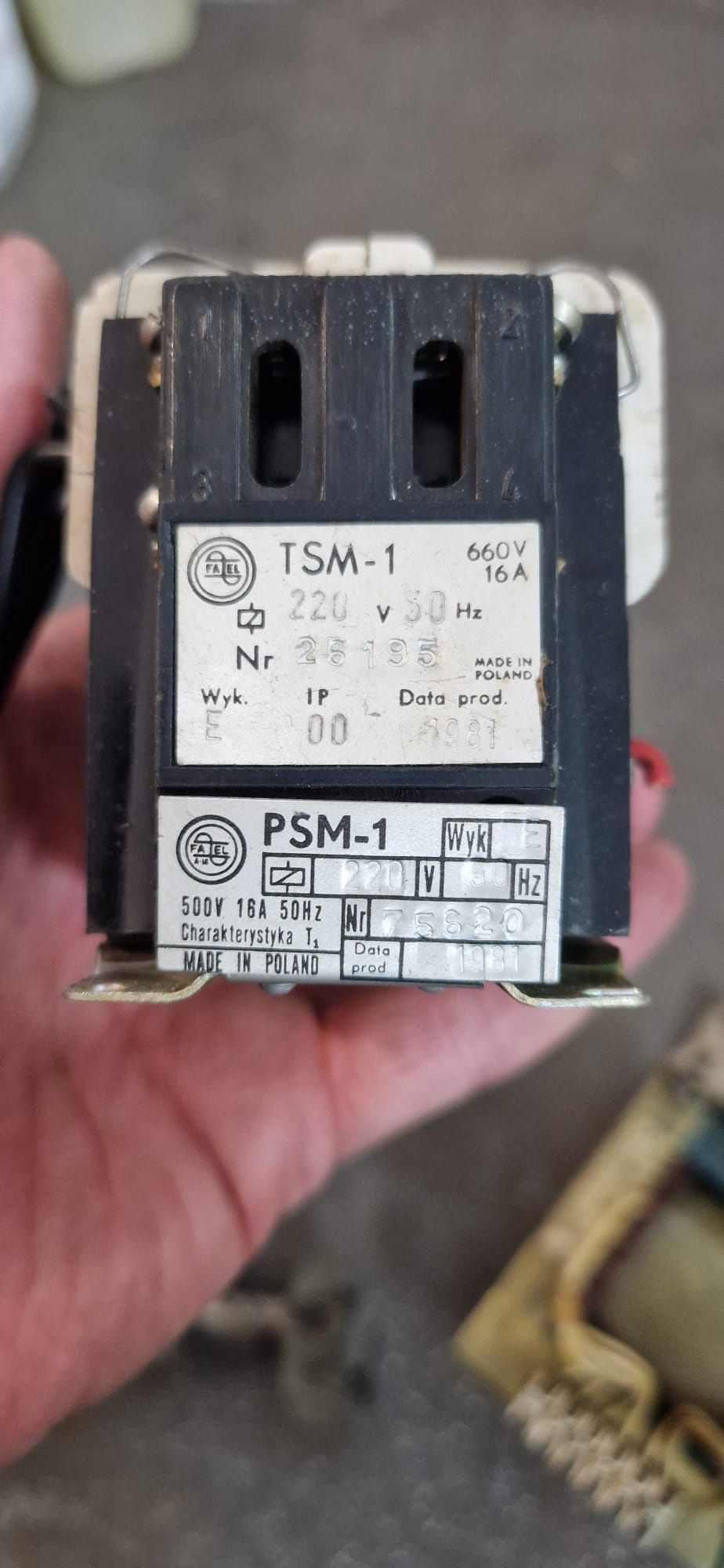 Części tokarka TSB 20, stycznik TSM 1, PSM 1, transformator 24V
