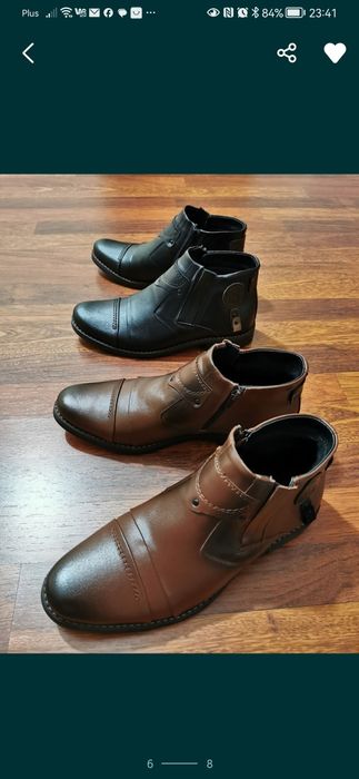 Eleganckie Skórzane Ocieplane Buty Męskie Na Zamek