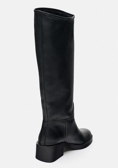 Кожанные сапоги зара zara шкіряні чоботи