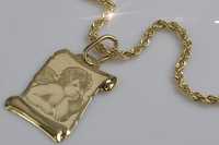 Złoty medalik Aniołek z łańcuszkiem liną pm016ycc019y K