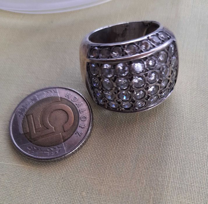 Potężny srebrny pierścionek plus kolczyki w cenie 90zł
