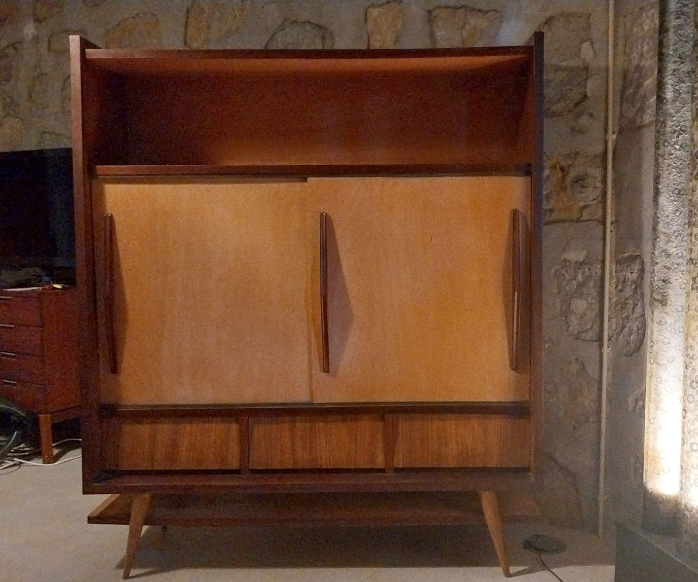 Armário Alto /bar em madeira - anos 50