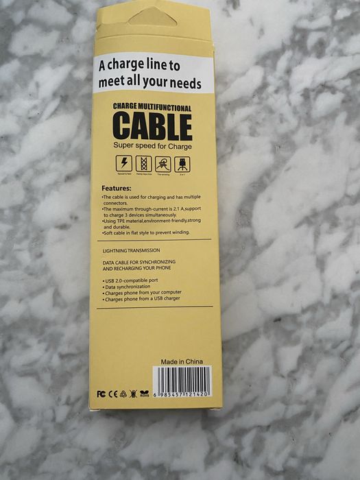 3 в 1 usb data cabel quick charge and data