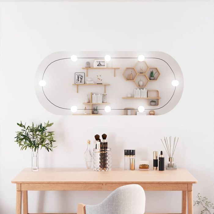 Vidaxl Lustro Ścienne Z Led, 40X90 Cm, Szklane, Owalne