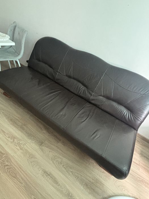 Zestaw wypoczynkowy skórzany, sofa, kanapa rozkładana , dwa fotele