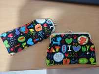 Conjunto GATOS, de estojo  e carteira/necessaire, costura criativa