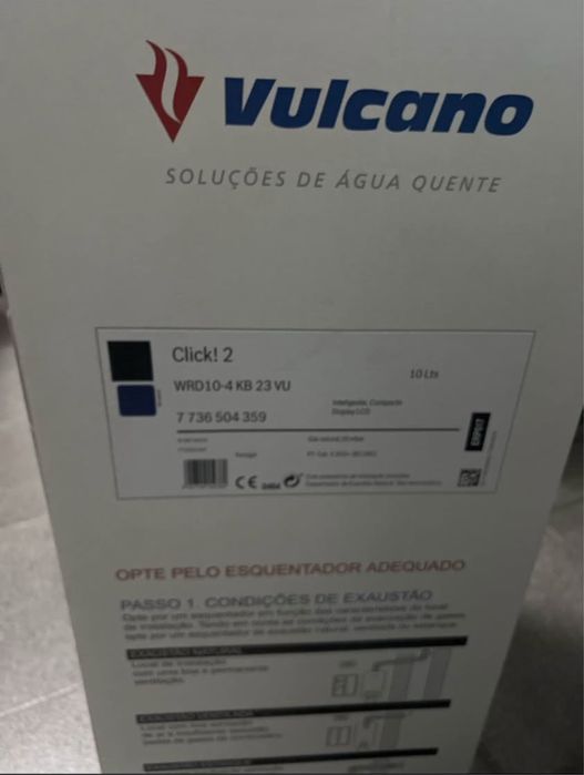 Esquentador Vulcano Click 2 WRD10-4 KB 23 VU 10 litros gás natural