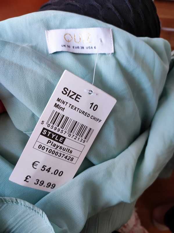 Ouiz r 38 miętowy kombinezon z paskiem Nowy