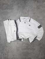 Biały zestaw dresów  ortalionowy z lat 90' Adidas L unisex