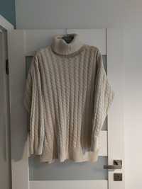 Sweter z golfem H&M Basic rozm XL warkoczowy splot