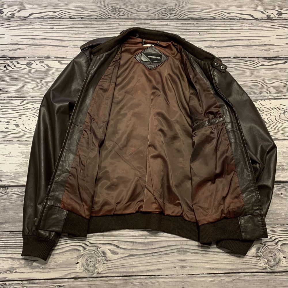 Редкая кожаная куртка Members Only Brown Iconic Racer Leather Jacket