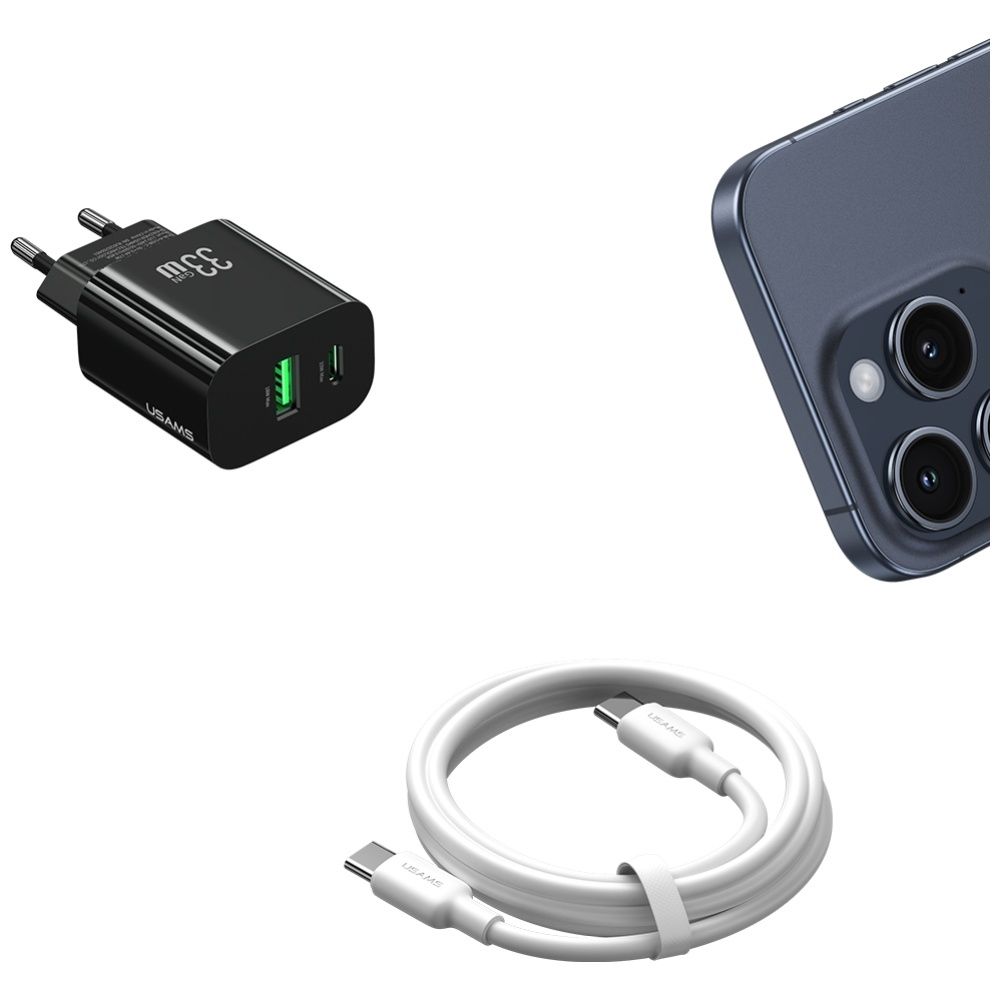 Ładowarka sieciowa USAMS CC317 T65 33W   1xUSB-C 1xUSB-A Fast Charging