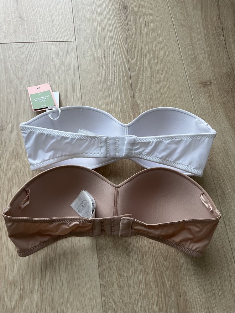 Usztywniany biustonosz bandeau z mikrofibry 2-pak