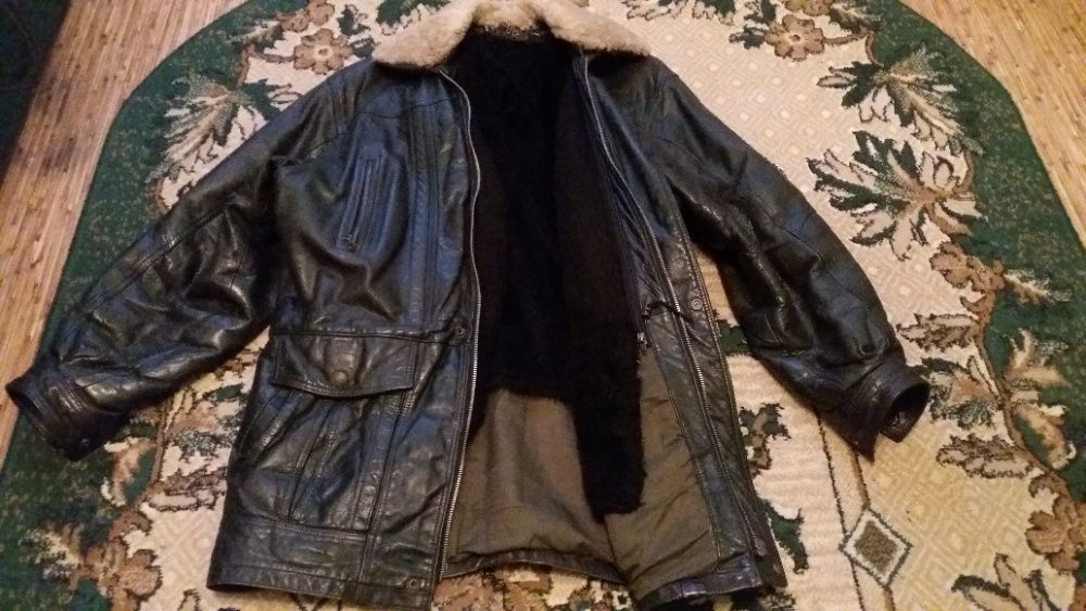 Мужская зимняя кожаная куртка