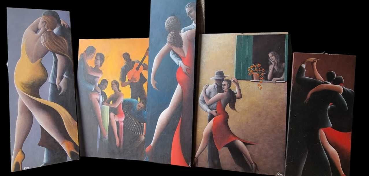Quadros pintados à mão sobre Tango e sobre o Mar