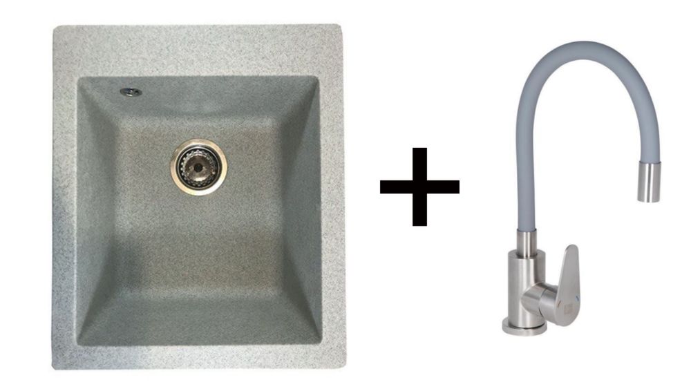 Комплект мийка кухонна гранітна RT42 + кран у подарунок мойка кухонная