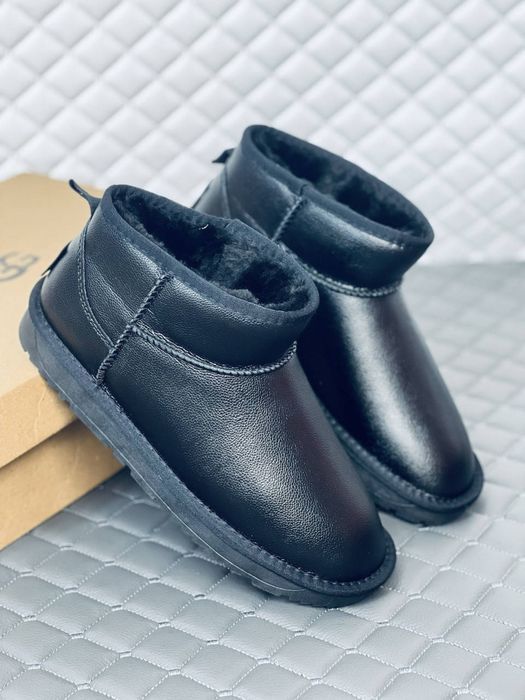 Мужские кожаные ульира мини угг Ugg ultra mini leather black
