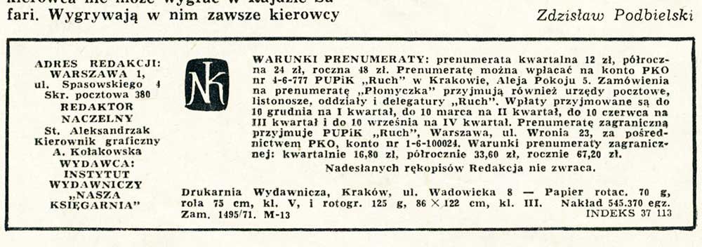 Płomyczek dwutygodnik dla dzieci Nr 21, 1-15 XI 1971