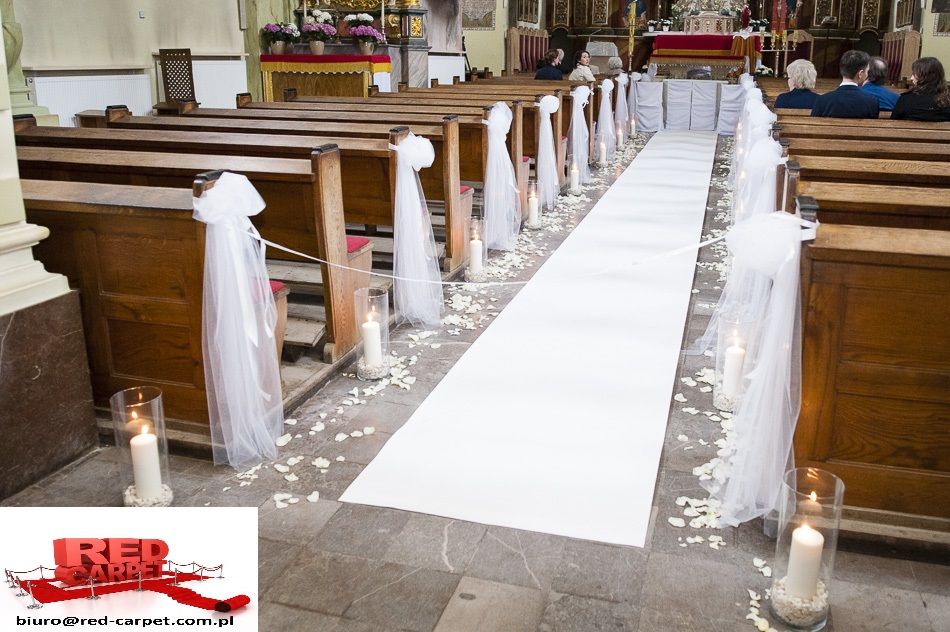 Biały dywan chodnik ślub Premium podkład podgumowany 1m