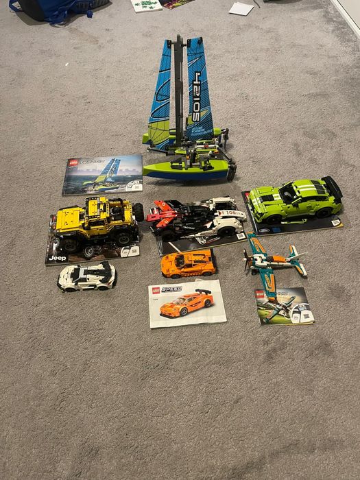 7 zestawów lego, 5 lego technic, 2 speed champions
