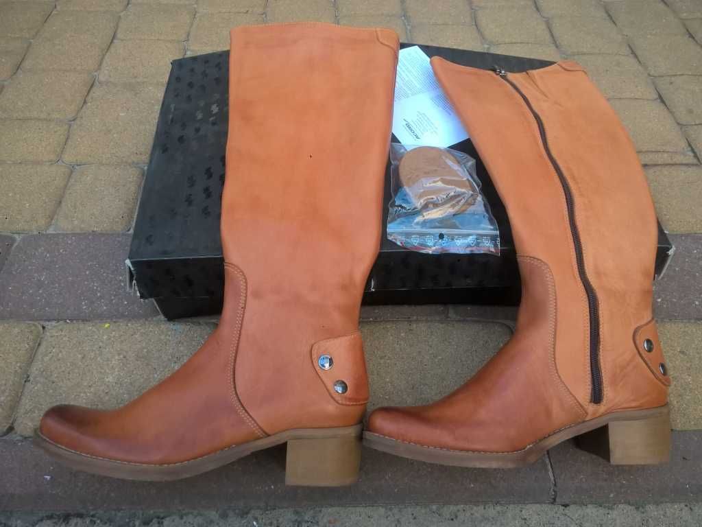 NOWE Buty-Kozaki OFICERKI Damskie38 Natural skóra100% BEŻ I-Klasa Gw6m