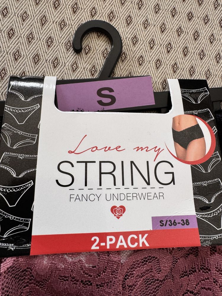 Majtki stringi 2 pary S 36-38 nowe koronkowe