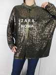 Zara błyszczący żakiet wdzianko oversize cekiny złota M L  uniwersalna