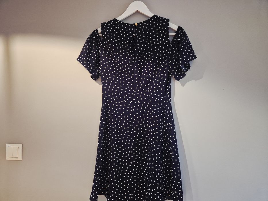 Sukienka MISS SELFRIDGE 34 XS granatowa w kropki groszki