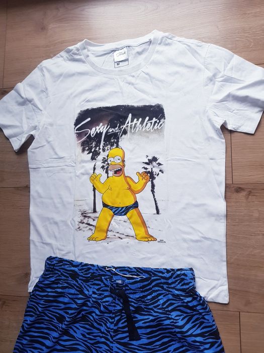 Nowa bawełniana piżama męska marki The Simpsons rozmiar S/M.