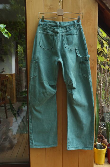 szerokie zielone jeansy Lioness Australia grube baggy lowwaist bojówki