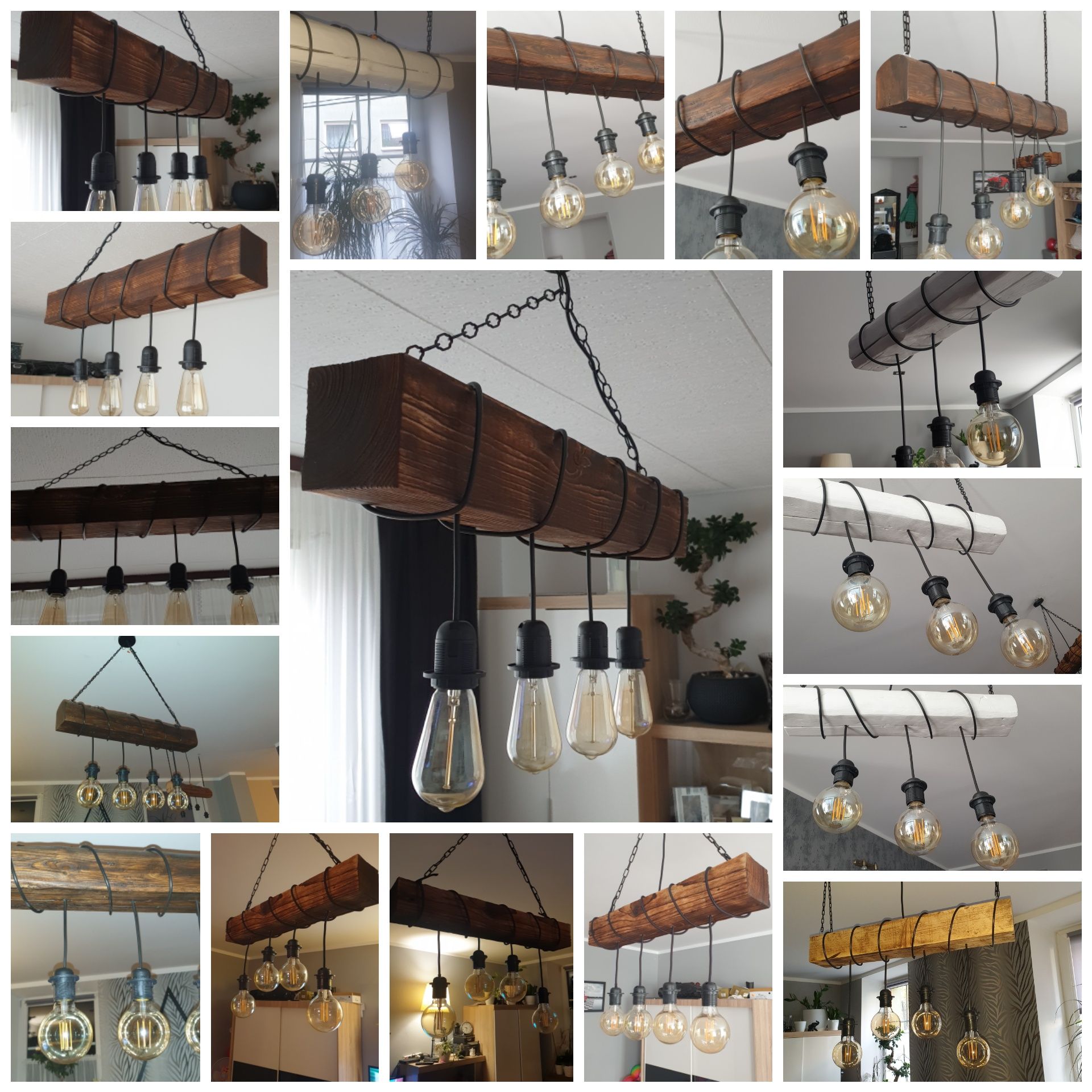 Lampa wisząca loft stara belka retro vintage rustykalna  stare drewno