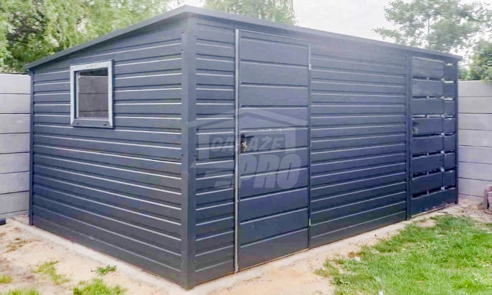 Schowek Domek Ogrodowy 4x2,5 + Wiata 1,5m 2x Drzwi Okno Dach GP435