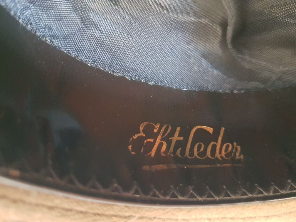 Stary kapelusz Echt Leder Echtleder obwód 54 cm Francja