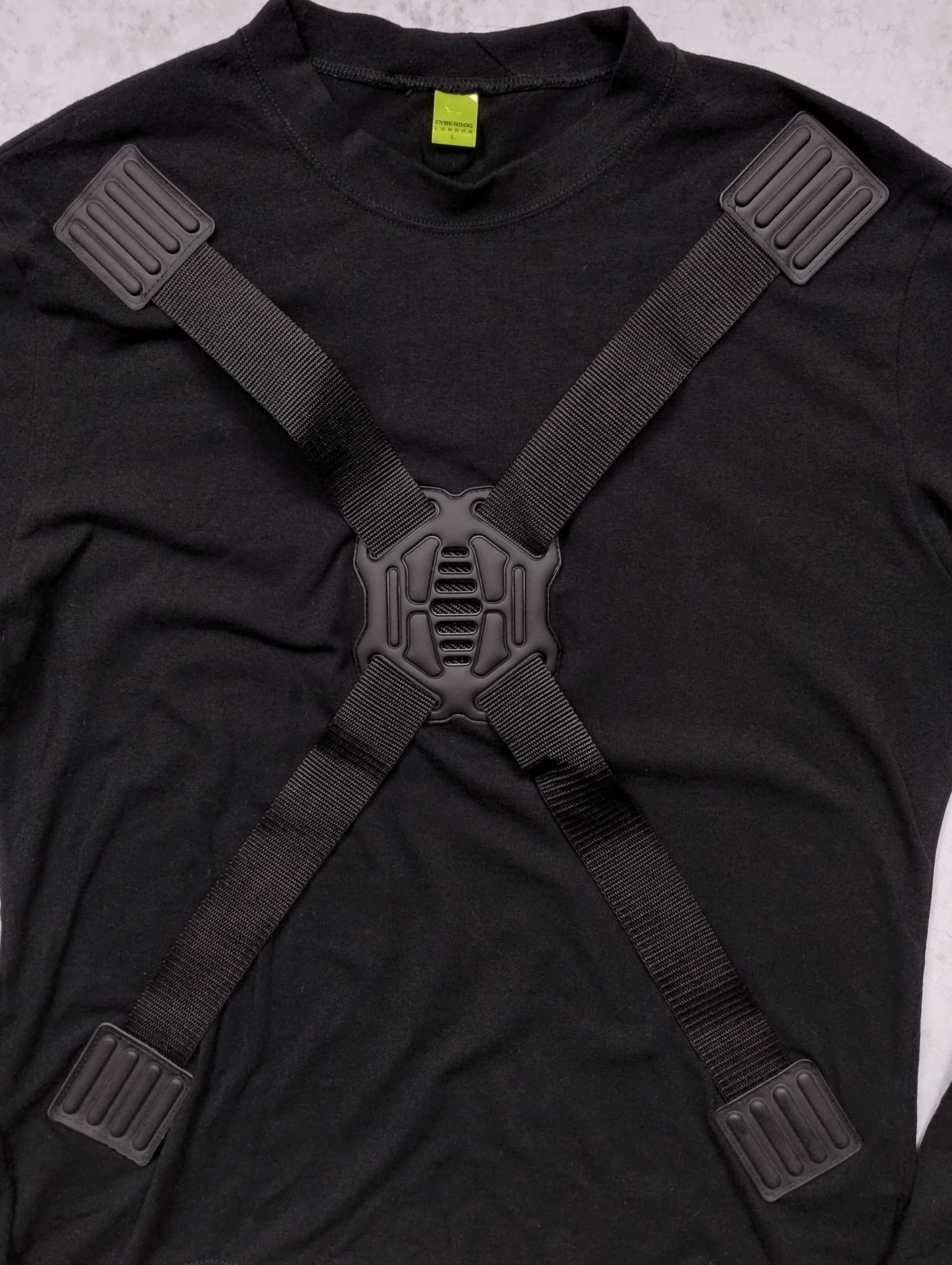 Czarna bluza Cyberdog London techwear harness crewneck L