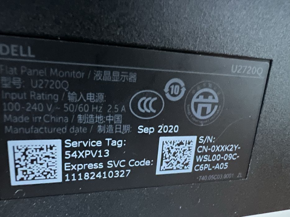 Monitor 4K Dell U2720Q