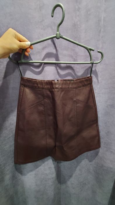 Шкіряна спідниця марсала