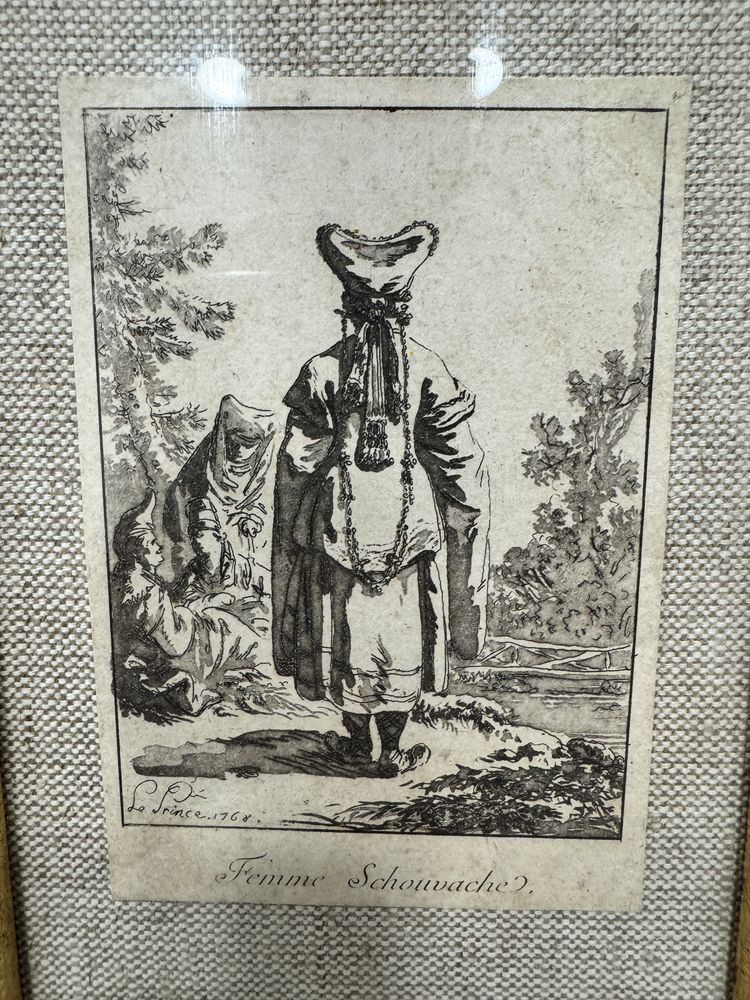 Grafika 1768 Akwatinta Femme Schouvache – Louis Le Prince, oryginał
