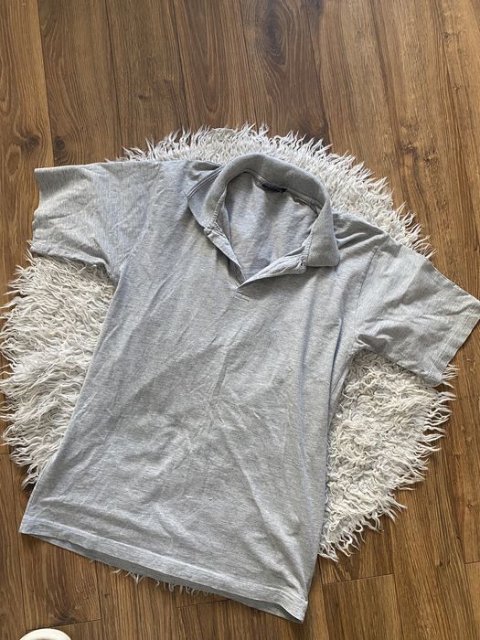 Szary t-shirt polo L/XL
