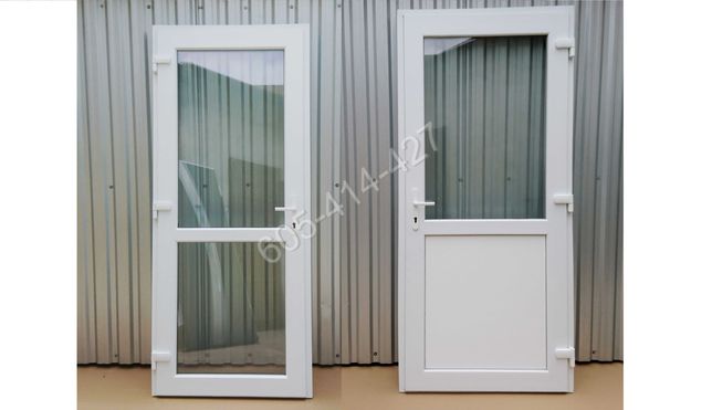 Drzwi zewnętrzne sklepowe PCV 105x210 białe RÓŻNE ROZMIARY OD RĘKI