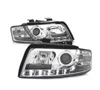 FARÓIS FRONTAIS LED LUZ DIURNA PARA AUDI A4 B6 8E 00-04 CROMADO