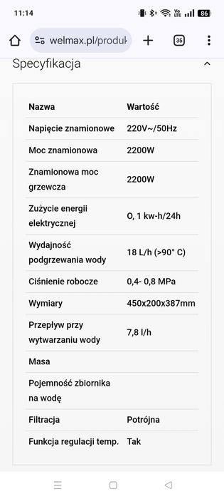 Dystrybutor wody welmax